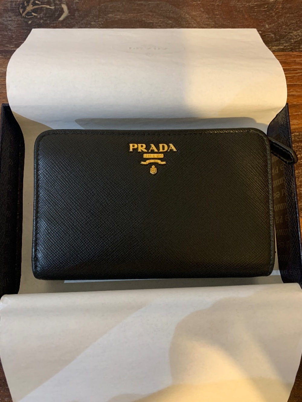 Prada Saffiano Medium Black Saffiano Leather Wallet
